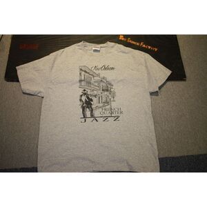 Hanes Heavyweight New Orleans French Quarter Jazz Gray Graphic T-Shirt - Size XL